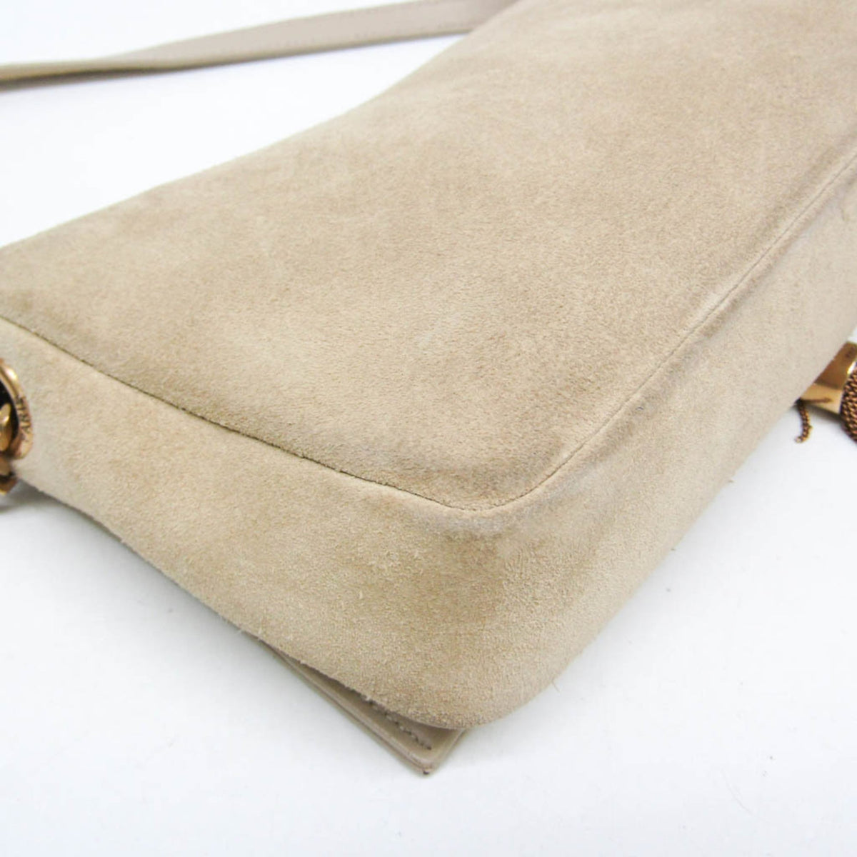 Saint Laurent Classic Monogram Tassel Clutch Suede, Beige, Suede, Clutch
