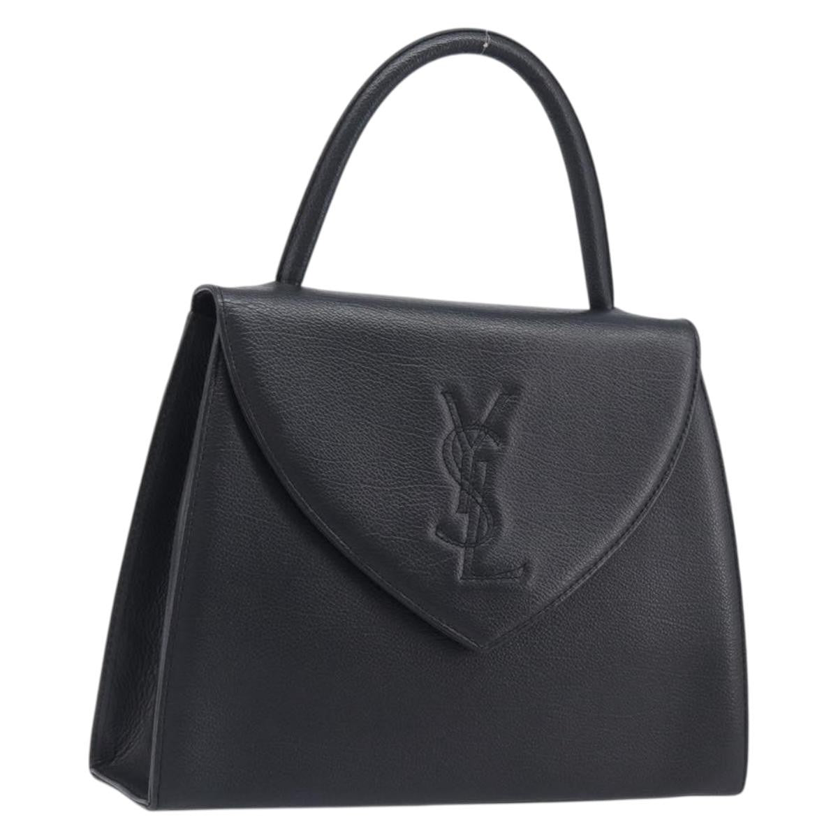 Saint Laurent Vintage Flap Top Handle Bag Caviar Leather, Black, Leather, Handbag