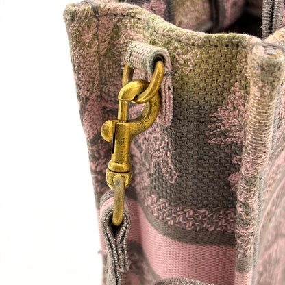 Christian Dior Book Embroidered Canvas, Pink, Canvas, Tote Bag