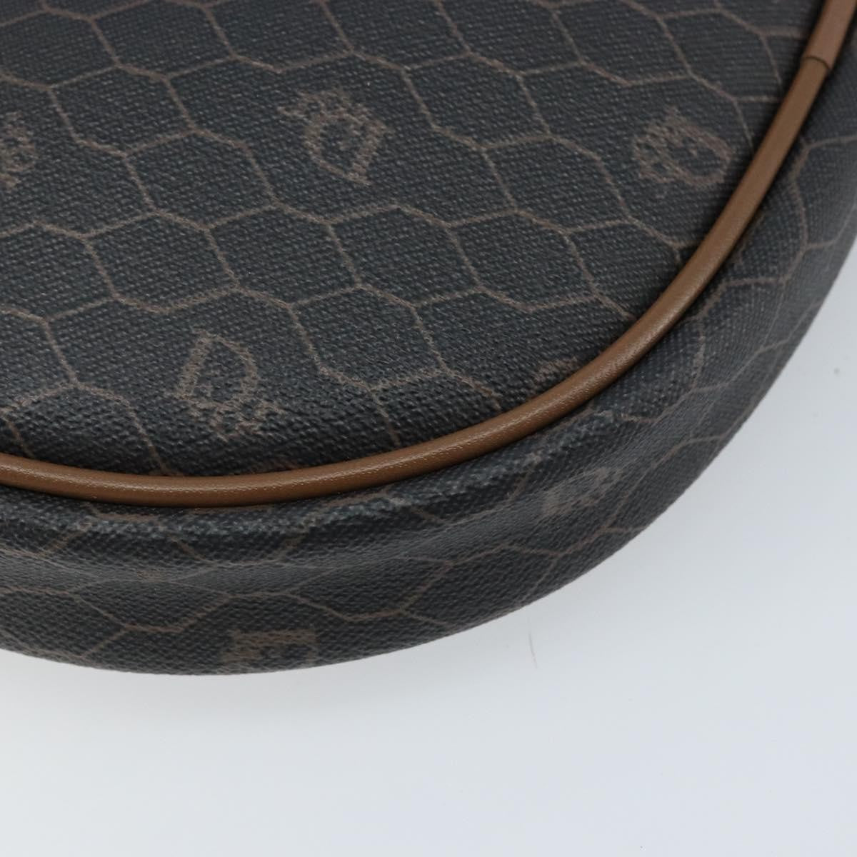Christian Dior Vintage Honeycomb Canvas and Leather, Black, Canvas, Shoulder Bag