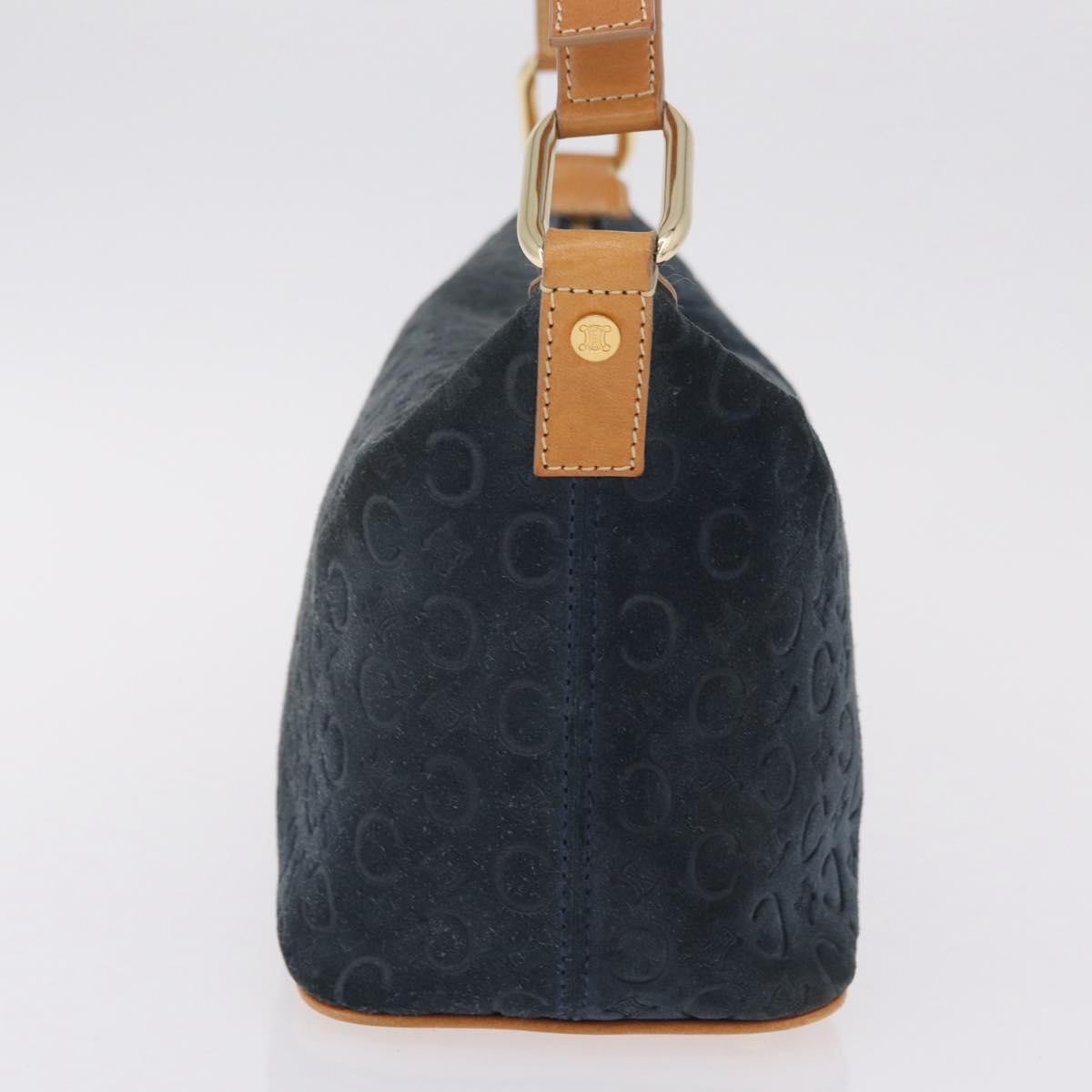 Celine C Macadam Shoulder Suede, Navy, Suede, Handbag