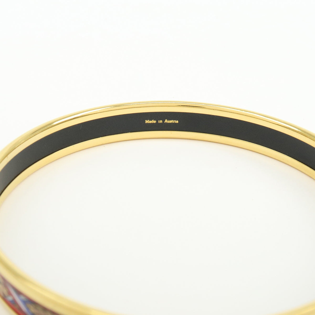 Hermes Bangle Printed Enamel, Gold, Gold Plated, Bracelet