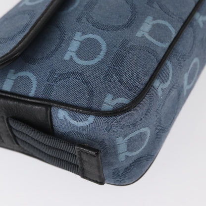 Salvatore Ferragamo Gancini Canvas, Navy, Canvas, Shoulder Bag