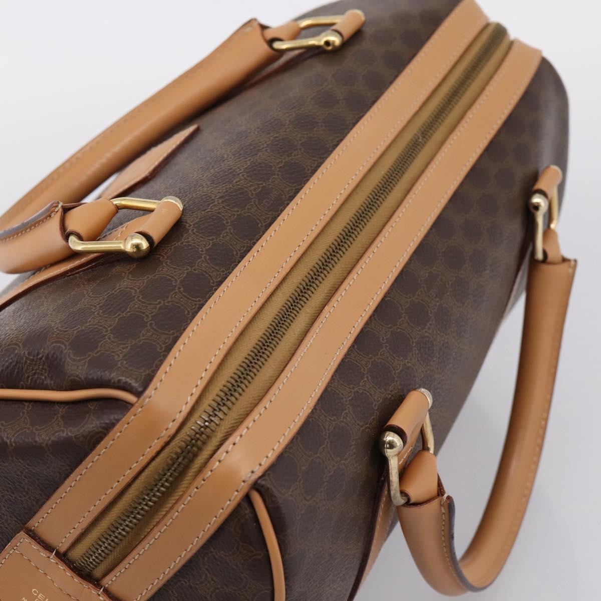 Celine Boston Triomphe XL Coated Canvas, Brown, PVC, Handbag