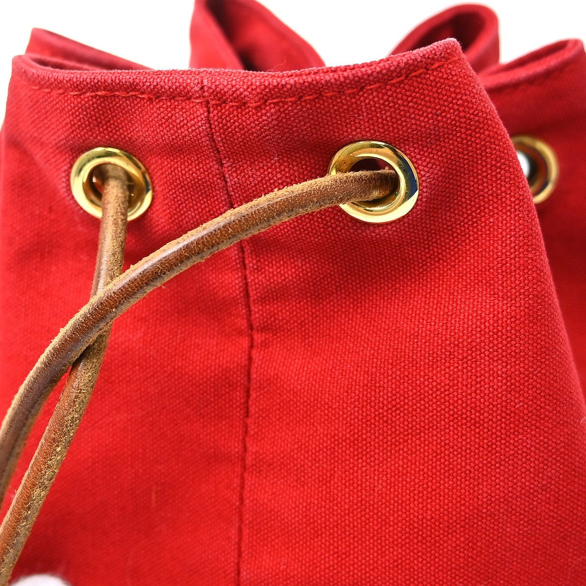 Hermes Polochon Drawstring Cotton, Red, Cotton, Backpack