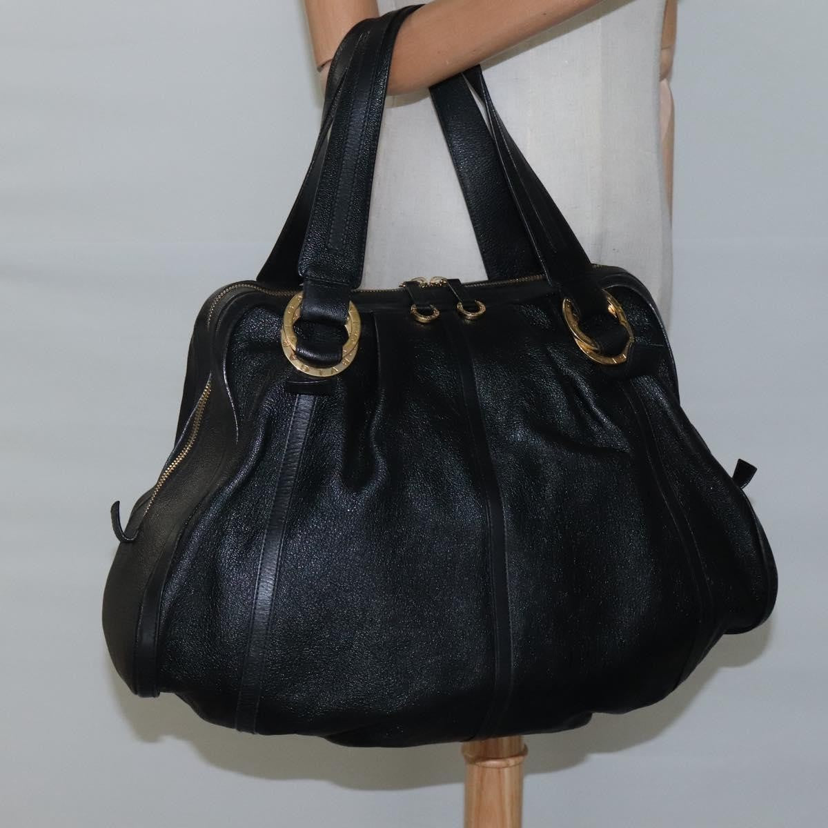 Bvlgari Chandra Leather, Black, Leather, Shoulder Bag