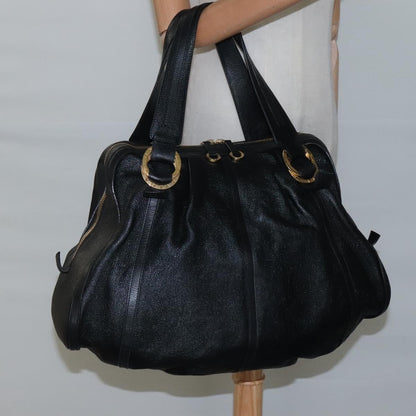 Bvlgari Chandra Leather, Black, Leather, Shoulder Bag
