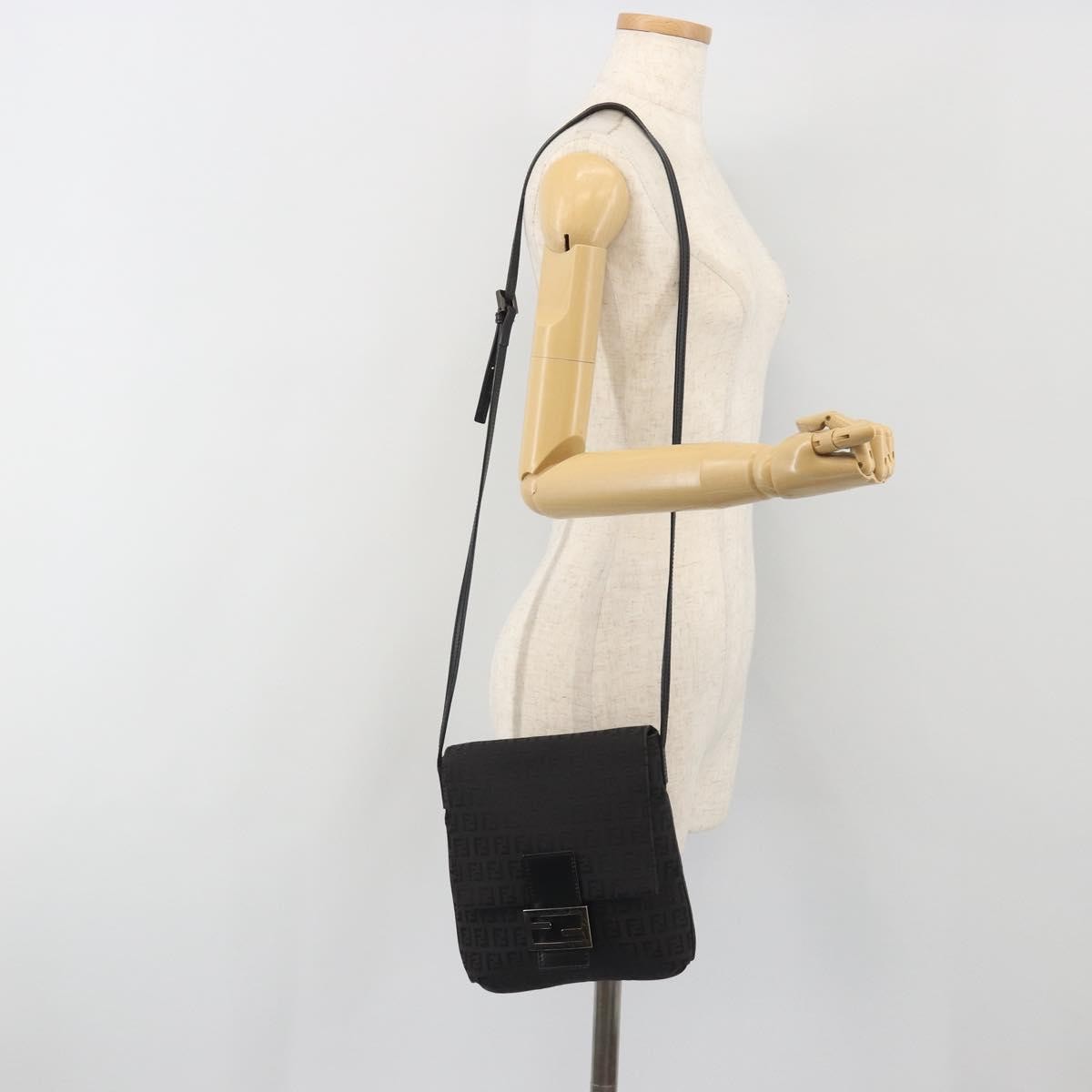 Fendi Zucchino Canvas, Black, Canvas, Handbag