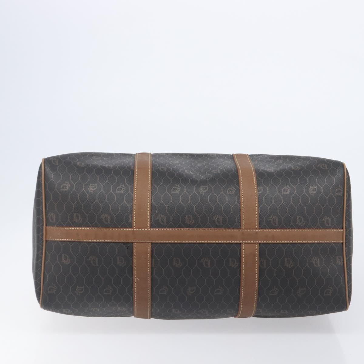Christian Dior Vintage Honeycomb Boston Canvas and Leather, Black, Canvas, Travel Bag