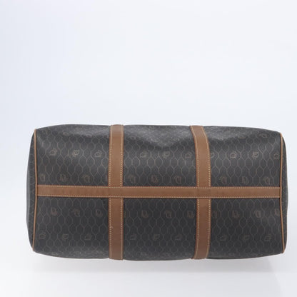 Christian Dior Vintage Honeycomb Boston Canvas and Leather, Black, Canvas, Travel Bag