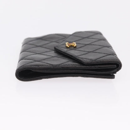 Chanel CC Compact Quilted Caviar, Black, Leather, Wallet