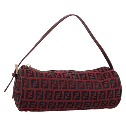Fendi Vintage FF Zip Zucchino Canvas, Burgundy, Canvas, Shoulder Bag
