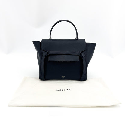 Celine Belt Calfskin, Black, Leather, Handbag