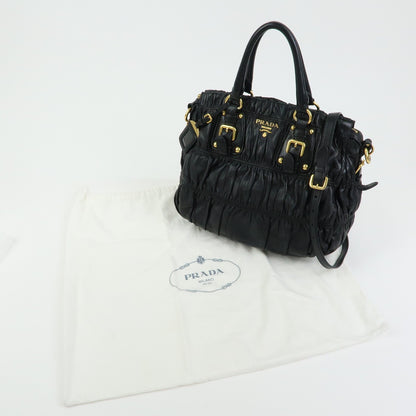 Prada Gaufre Convertible Nappa Leather, Black, Leather, Tote Bag