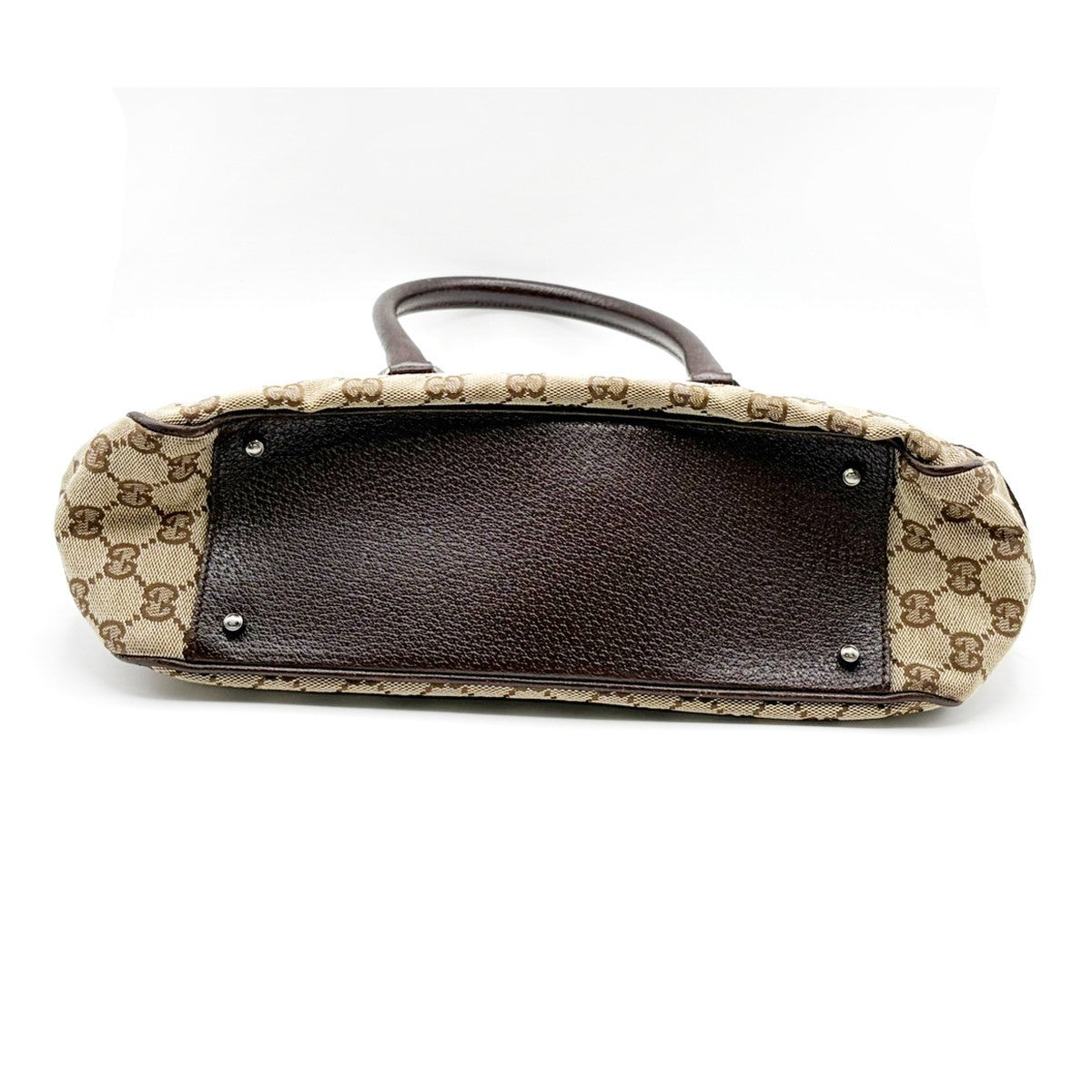 Gucci Vintage Ring Tote GG Canvas with Leather, Brown, Canvas, Tote Bag