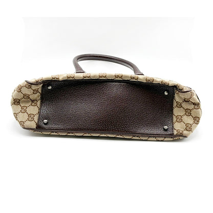 Gucci Vintage Ring Tote GG Canvas with Leather, Brown, Canvas, Tote Bag