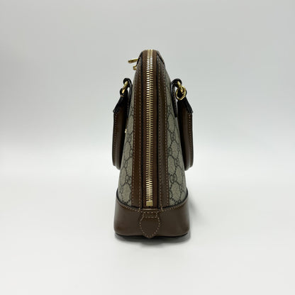 Gucci Horsebit 1955 GG Coated Canvas with Leather, Brown, Other, Shoulder Bag