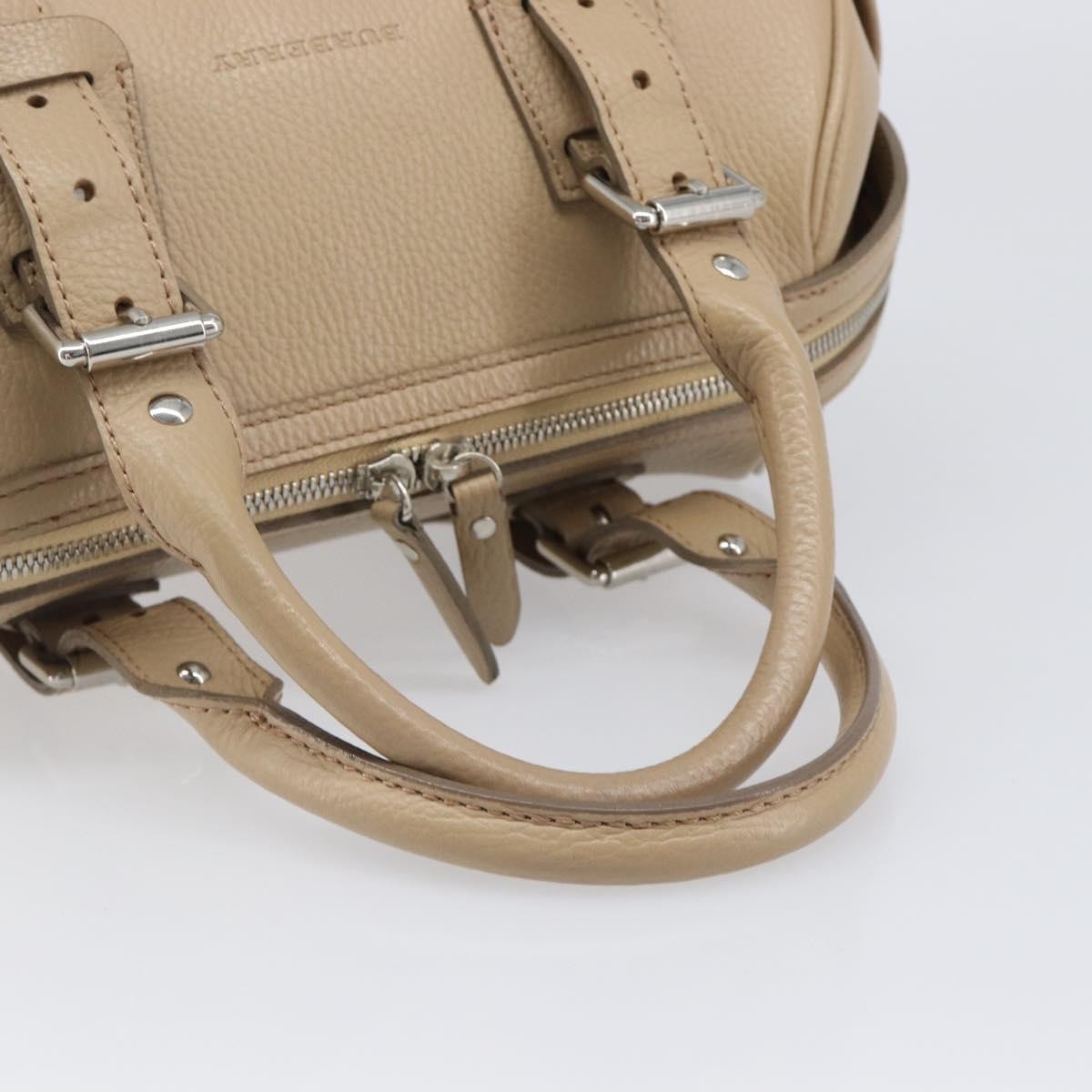 Burberry Belted Boston Leather, Beige, Leather, Handbag