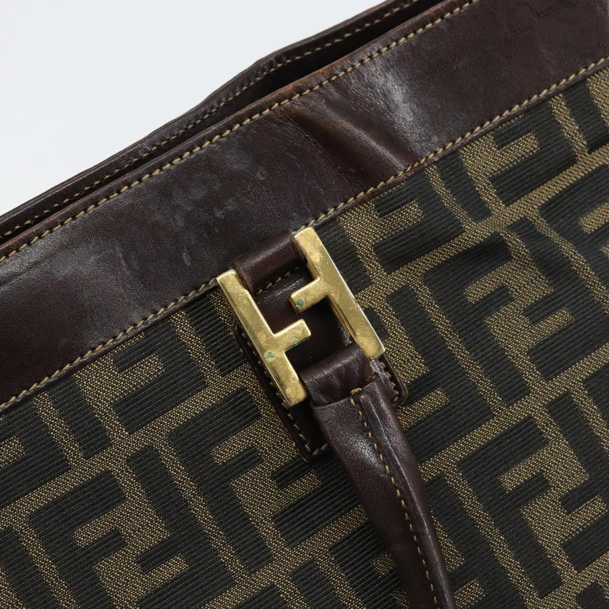Fendi Vintage Zip Tote Zucca Canvas, Brown, Canvas, Tote Bag