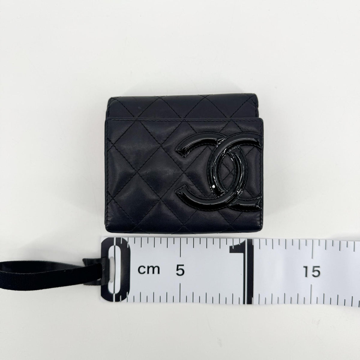Chanel Cambon Trifold Quilted Lambskin, Black, Leather, Wallet