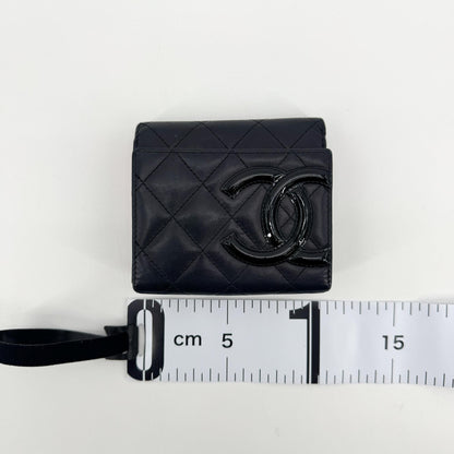 Chanel Cambon Trifold Quilted Lambskin, Black, Leather, Wallet