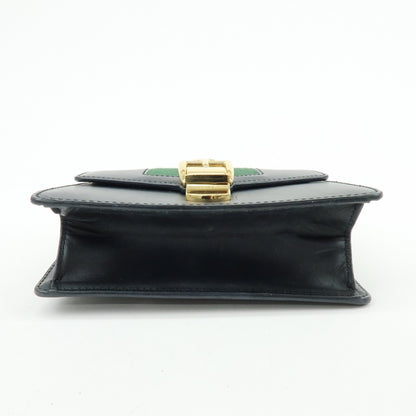 Gucci Sylvie Chain Leather, Black, Leather, Shoulder Bag