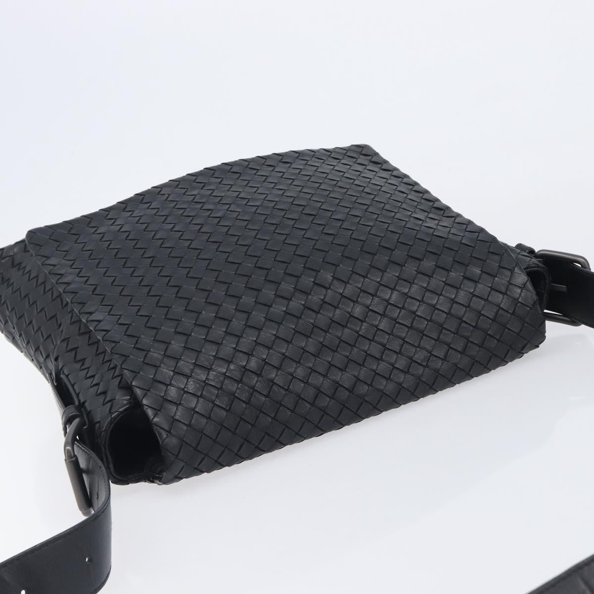 Bottega Veneta Square Flap Messenger Intrecciato Nappa, Black, Leather, Handbag