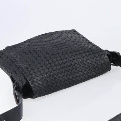 Bottega Veneta Square Flap Messenger Intrecciato Nappa, Black, Leather, Handbag
