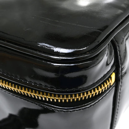Chanel Vintage Timeless Zip Around Vanity Case Patent, Black, Patent Leather, Handbag