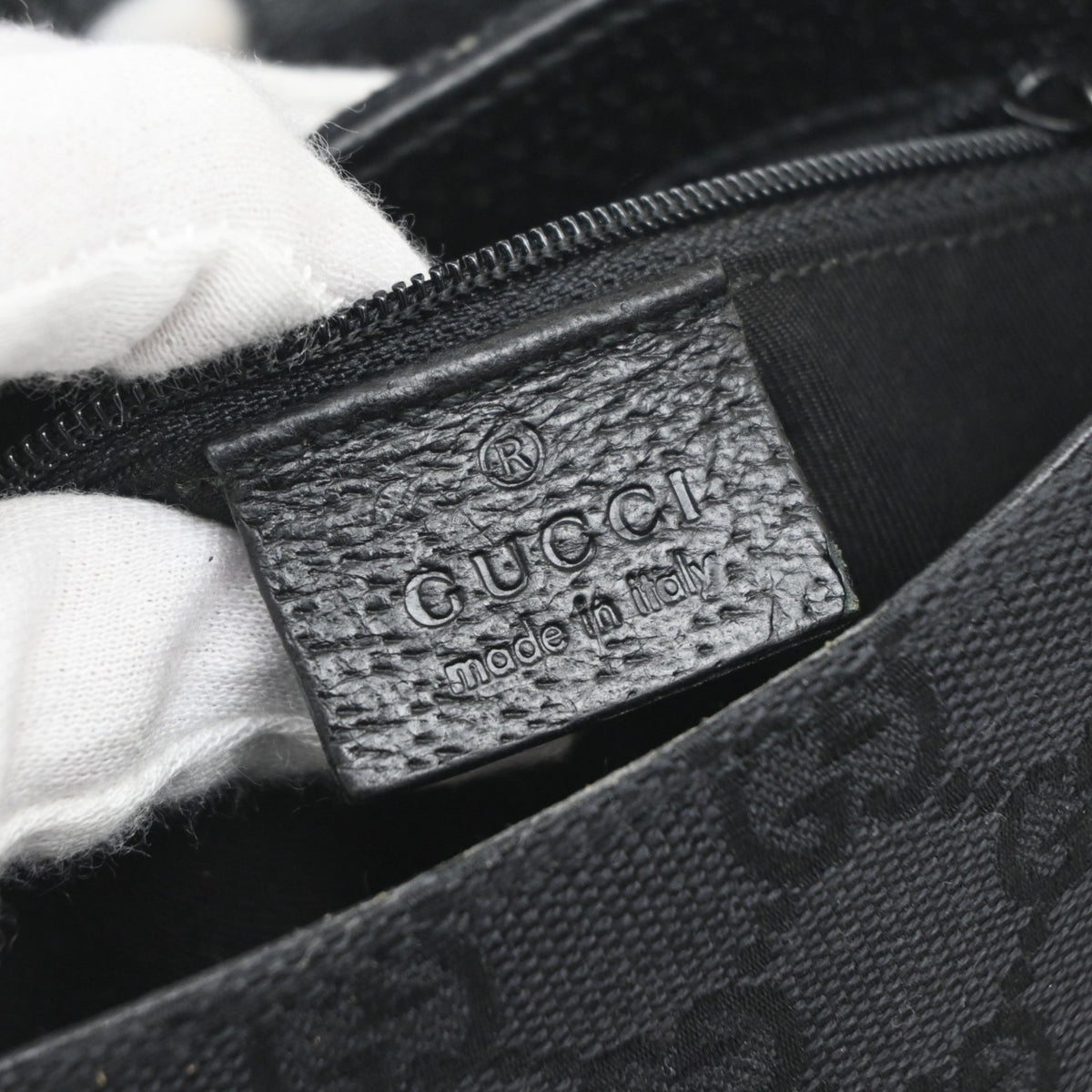 Gucci Buckle Waist GG Canvas and leather, Black, Canvas, Clutch