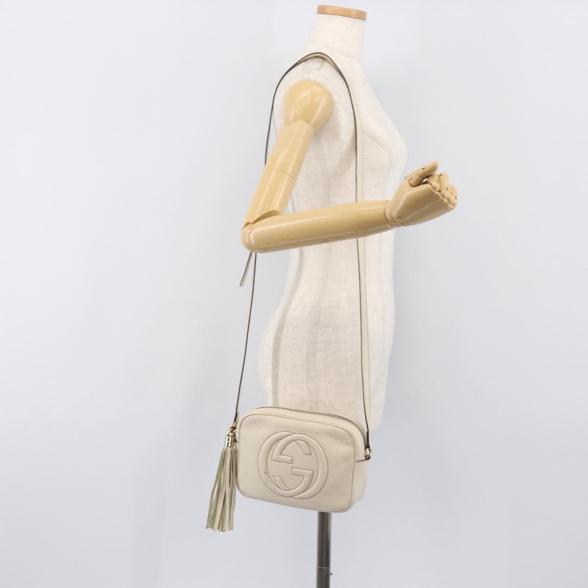 Gucci Soho Disco Leather, White, Leather, Shoulder Bag