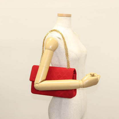 Chanel Vintage Classic Double Flap Bag Quilted Wool, RED, COTTON, Shoulder bag