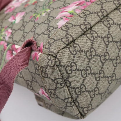 Gucci Buckle Blooms Print GG Coated Canvas, Beige, Canvas, Backpack