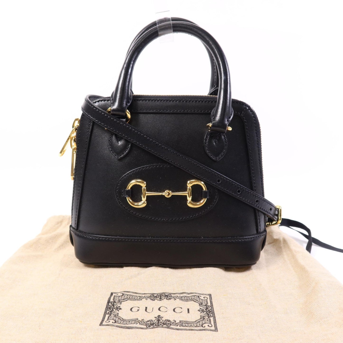 Gucci Horsebit Leather, Black, Leather, Handbag