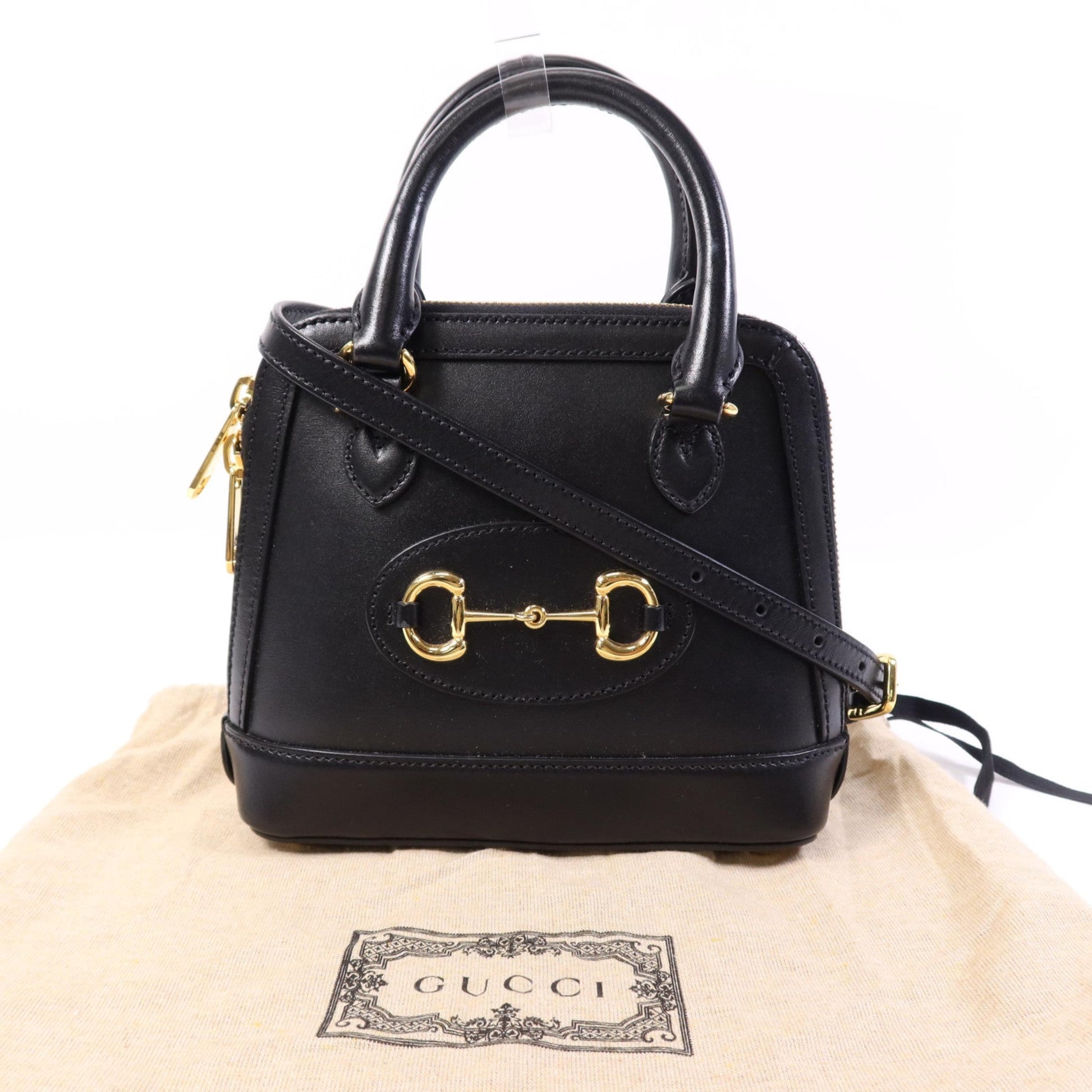 Gucci Horsebit Leather, Black, Leather, Handbag