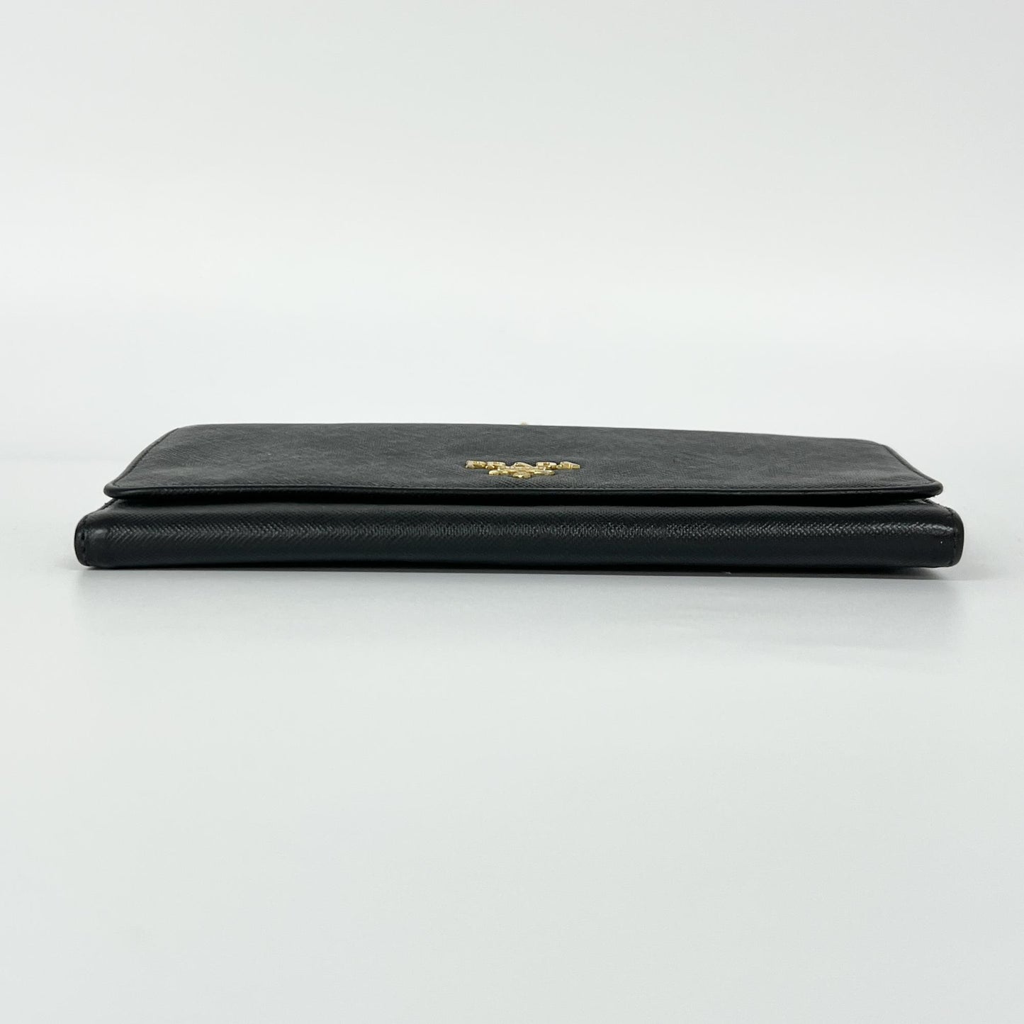 Prada Wallet on Chain Saffiano, Black, Leather, Shoulder Bag