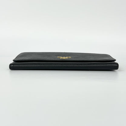 Prada Wallet on Chain Saffiano, Black, Leather, Shoulder Bag