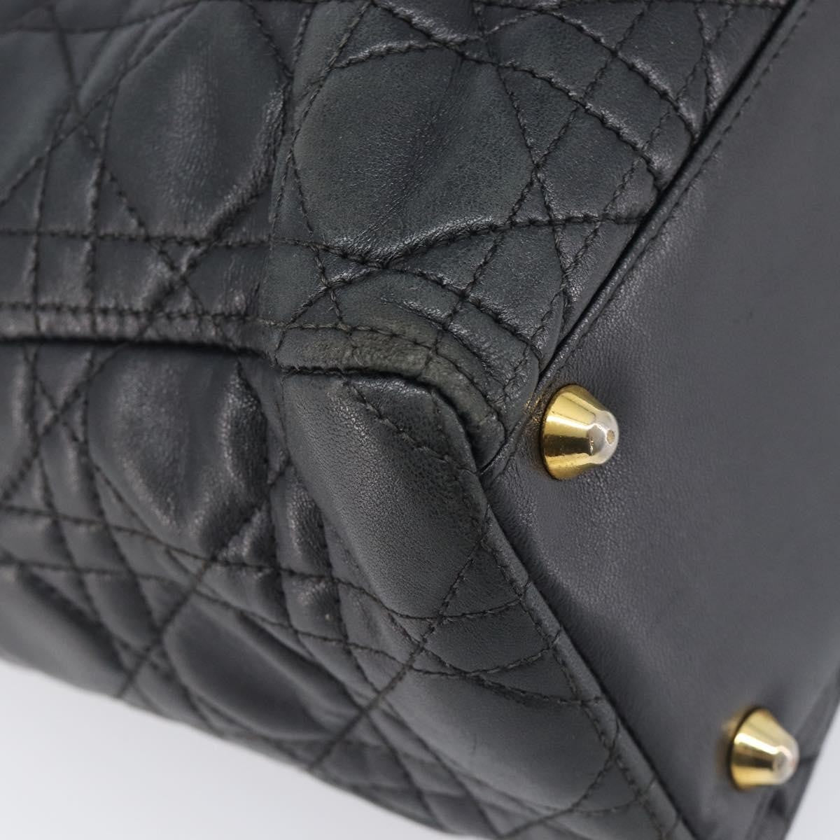Christian Dior Vintage Lady Dior Cannage Quilt Lambskin, Black, Leather, Handbag