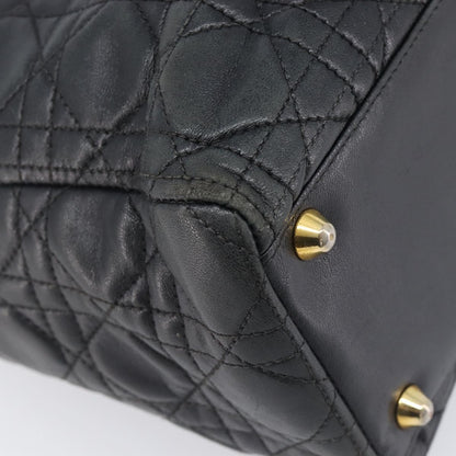 Christian Dior Vintage Lady Dior Cannage Quilt Lambskin, Black, Leather, Handbag