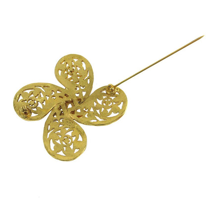 Chanel Logo CC Gold-plated, Gold, Gold Plated, Brooch