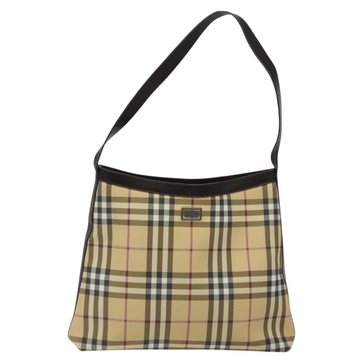 Burberry Nova check Canvas and Leather, Beige, Canvas, Shoulder Bag