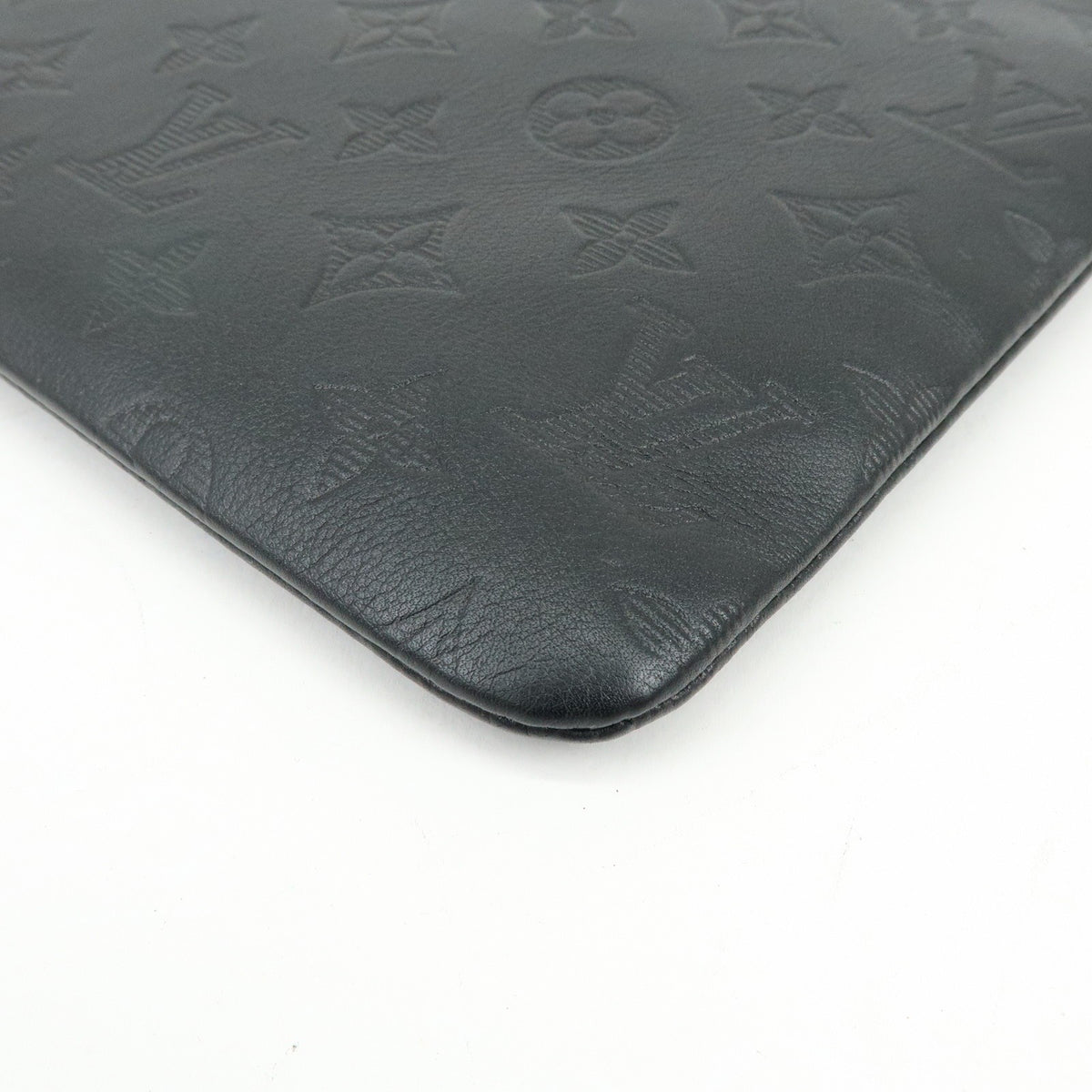 Louis Vuitton Discovery Pochette Monogram Shadow Leather, Black, Leather, Clutch