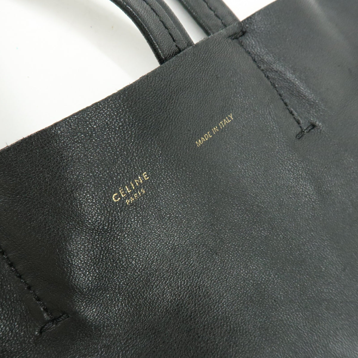 Celine Vertical Cabas Leather, Black, Leather, Tote Bag
