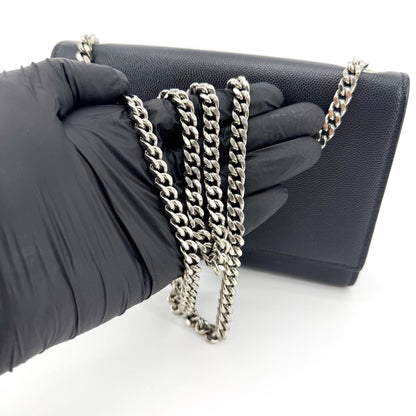 Saint Laurent Classic Monogram Grainy Leather, Black, Leather, Crossbody Bag