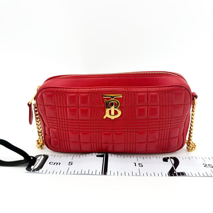 Burberry TB Camera Quilted Leather, Gold, Leather, Shoulder Bag