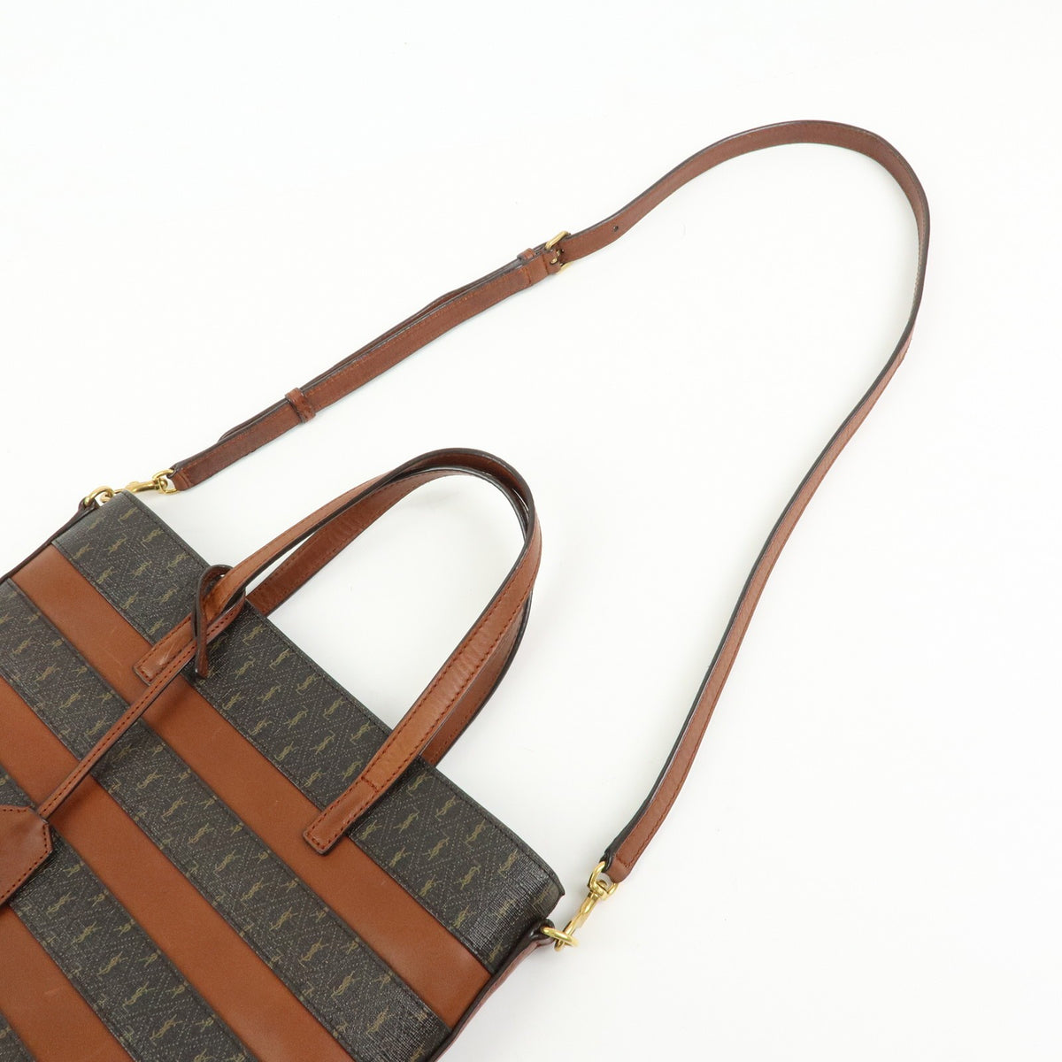 Saint Laurent Le Monogramme Shopper Monogram All Over Coated Canvas and Leather, Brown, PVC, Tote Bag