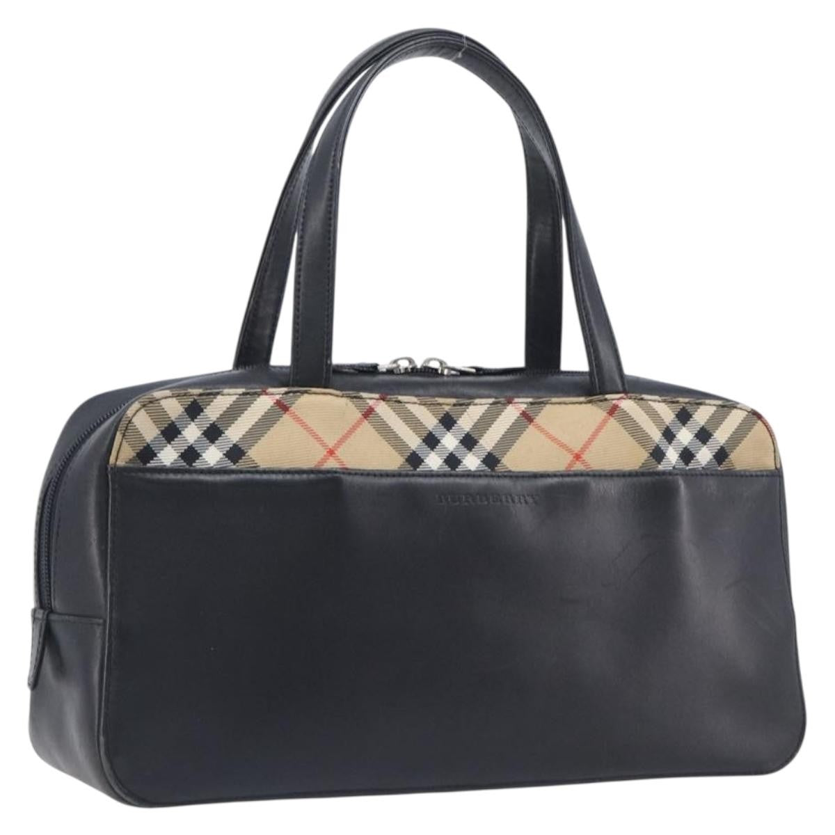 Burberry Nova Check Leather and Nylon, Black, Leather, Handbag