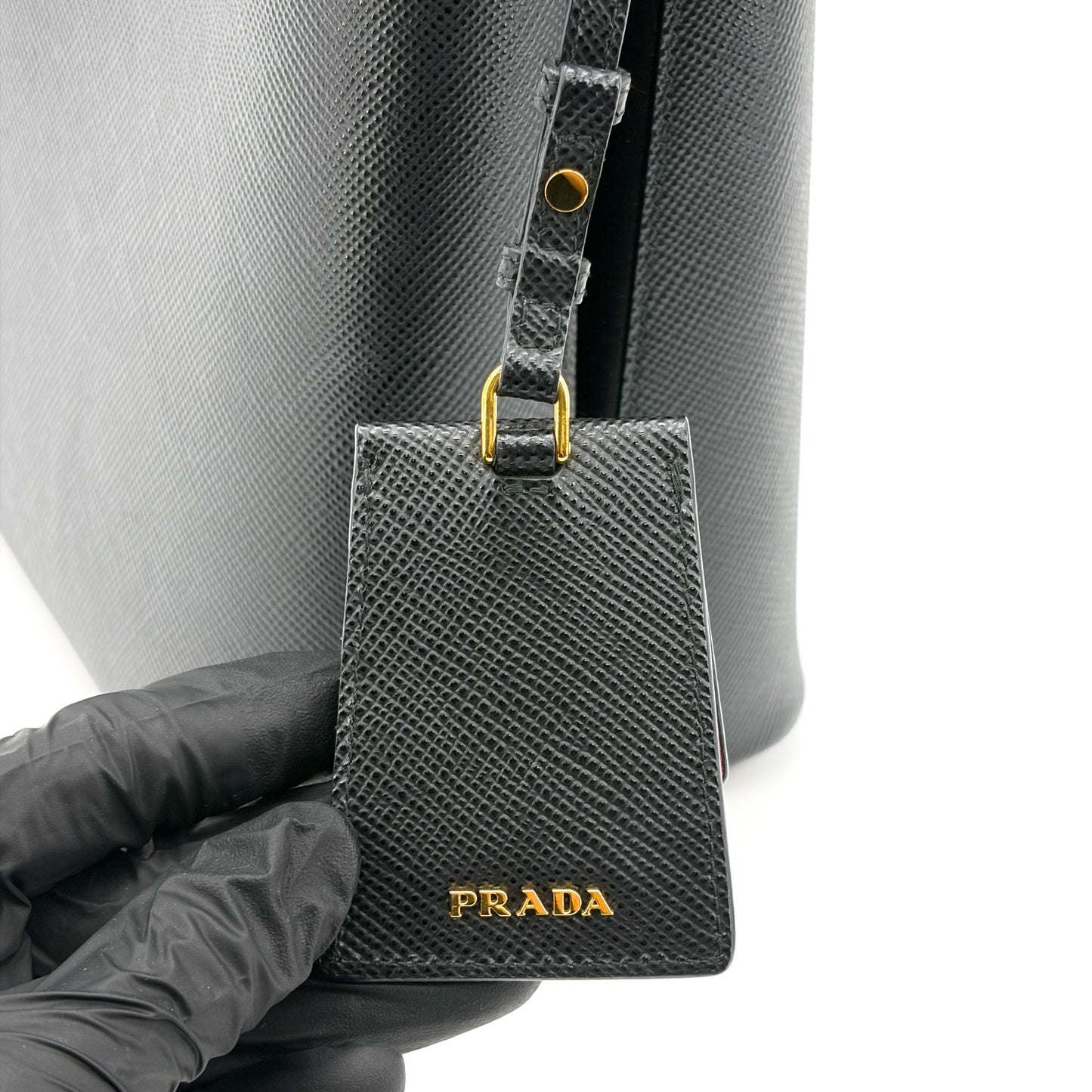 Prada Panier Bucket Saffiano Leather, Black, Leather, Handbag
