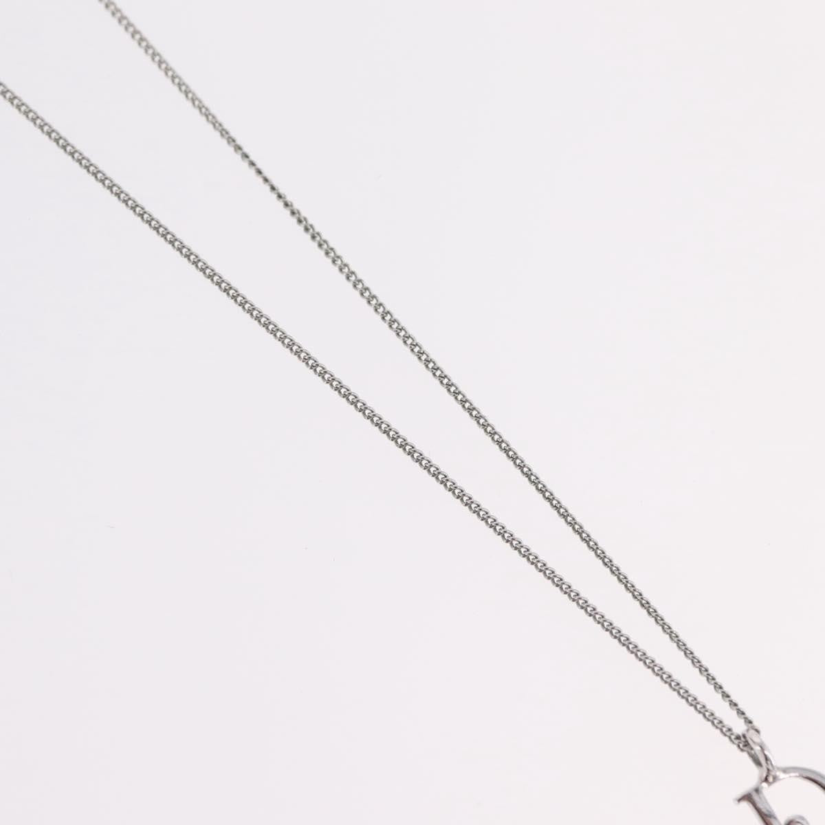 Christian Dior Vintage Logo Pendant Metal, Silver, Metal, Necklace