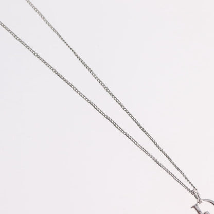 Christian Dior Vintage Logo Pendant Metal, Silver, Metal, Necklace